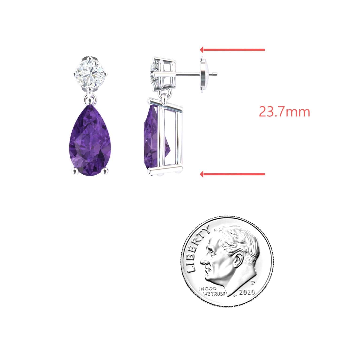 Amethyst & Diamond Drop Earrings - Emma