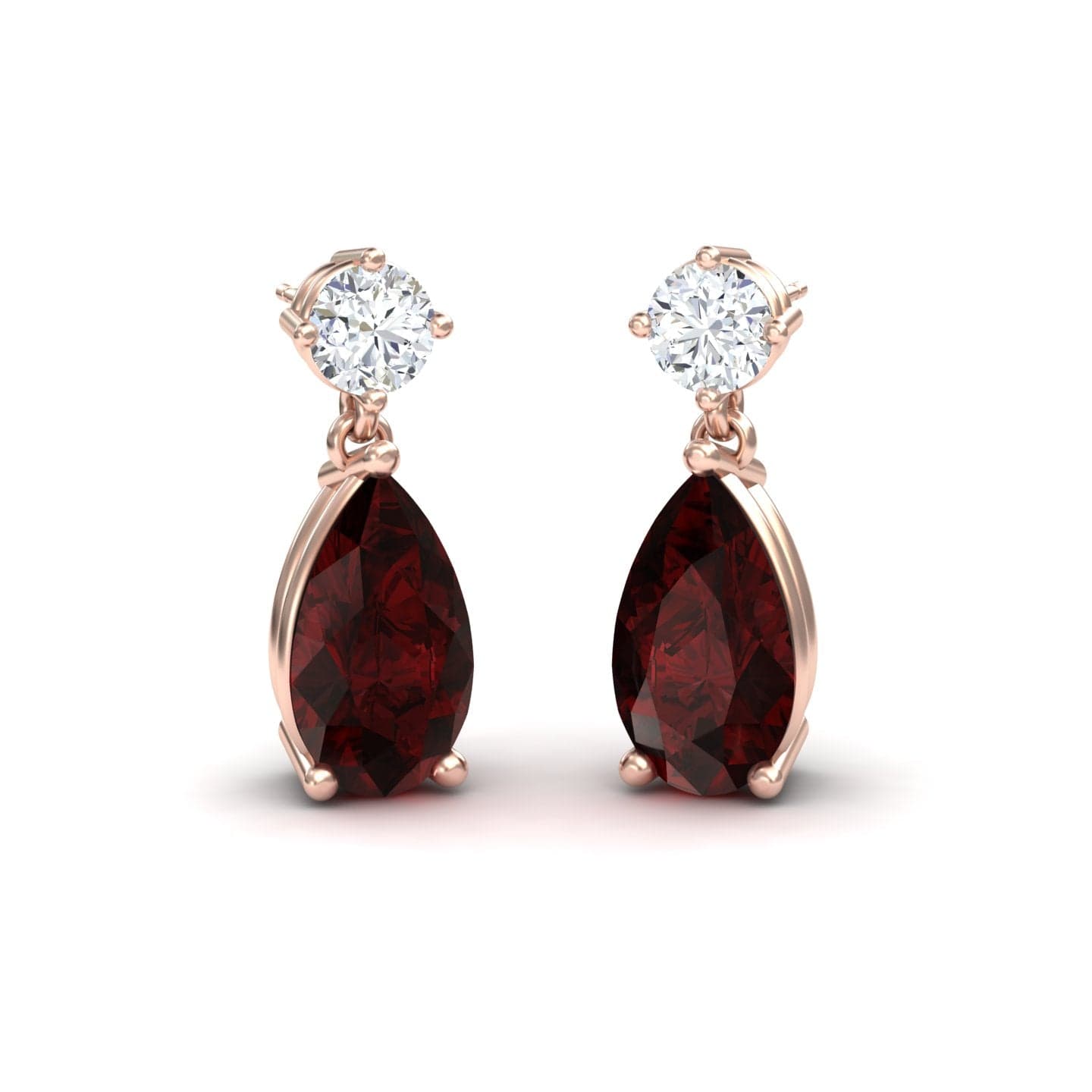Garnet & Diamond Drop Earrings - Emma