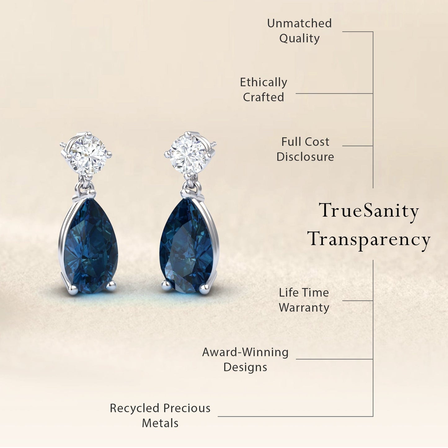London Blue Topaz & Diamond Drop Earrings - Emma