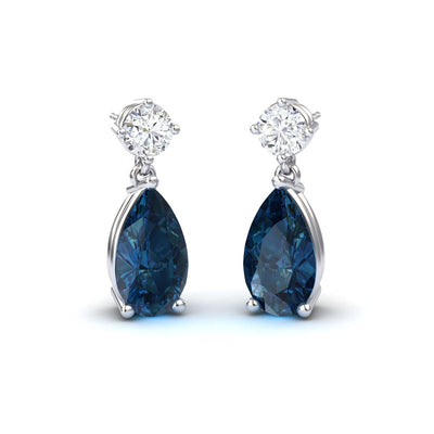 London Blue Topaz & Diamond Drop Earrings