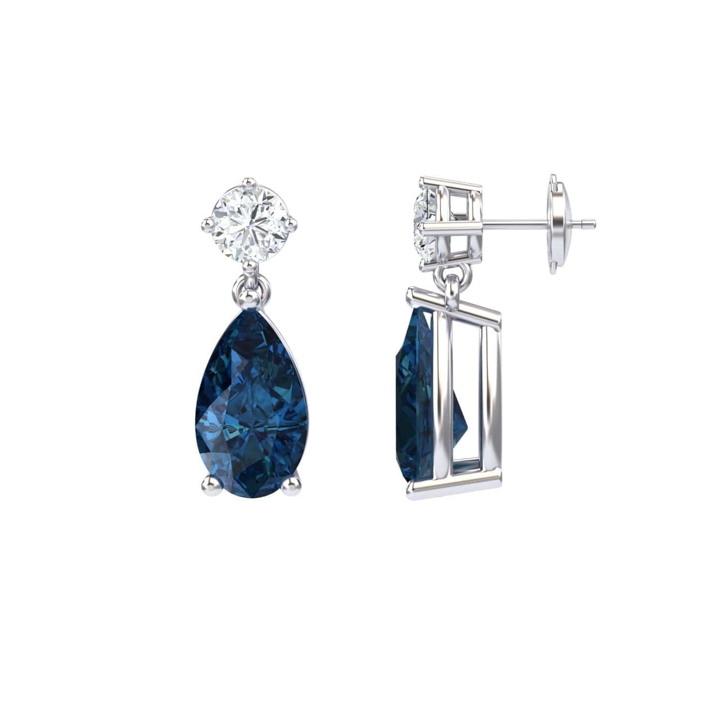 London Blue Topaz & Diamond Drop Earrings - Emma