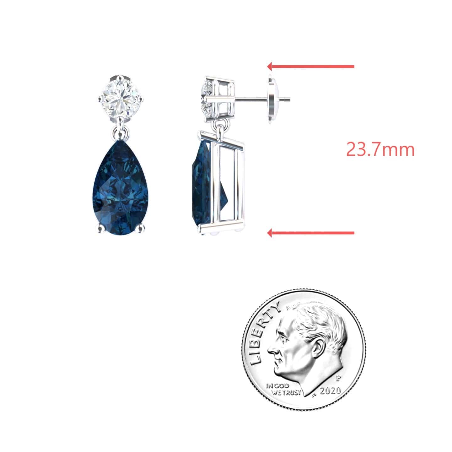London Blue Topaz & Diamond Drop Earrings - Emma