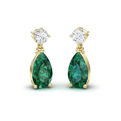 Lab Grown Emerald & Diamond Drop Earrings