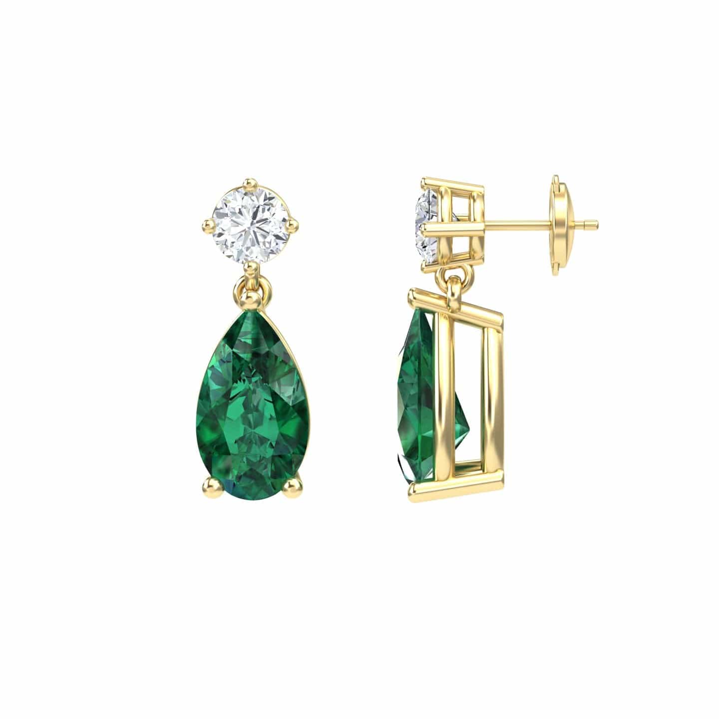 Lab Grown Emerald & Diamond Drop Earrings - Emma