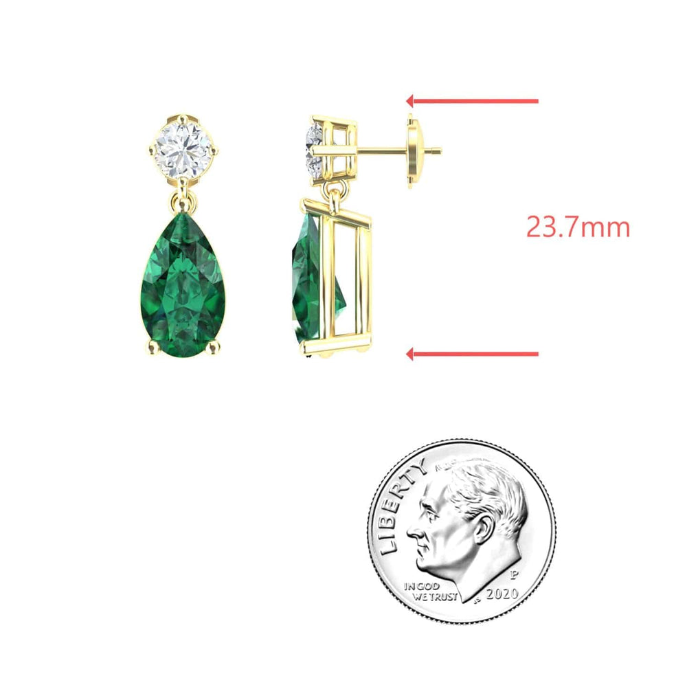 Lab Grown Emerald & Diamond Drop Earrings - Emma