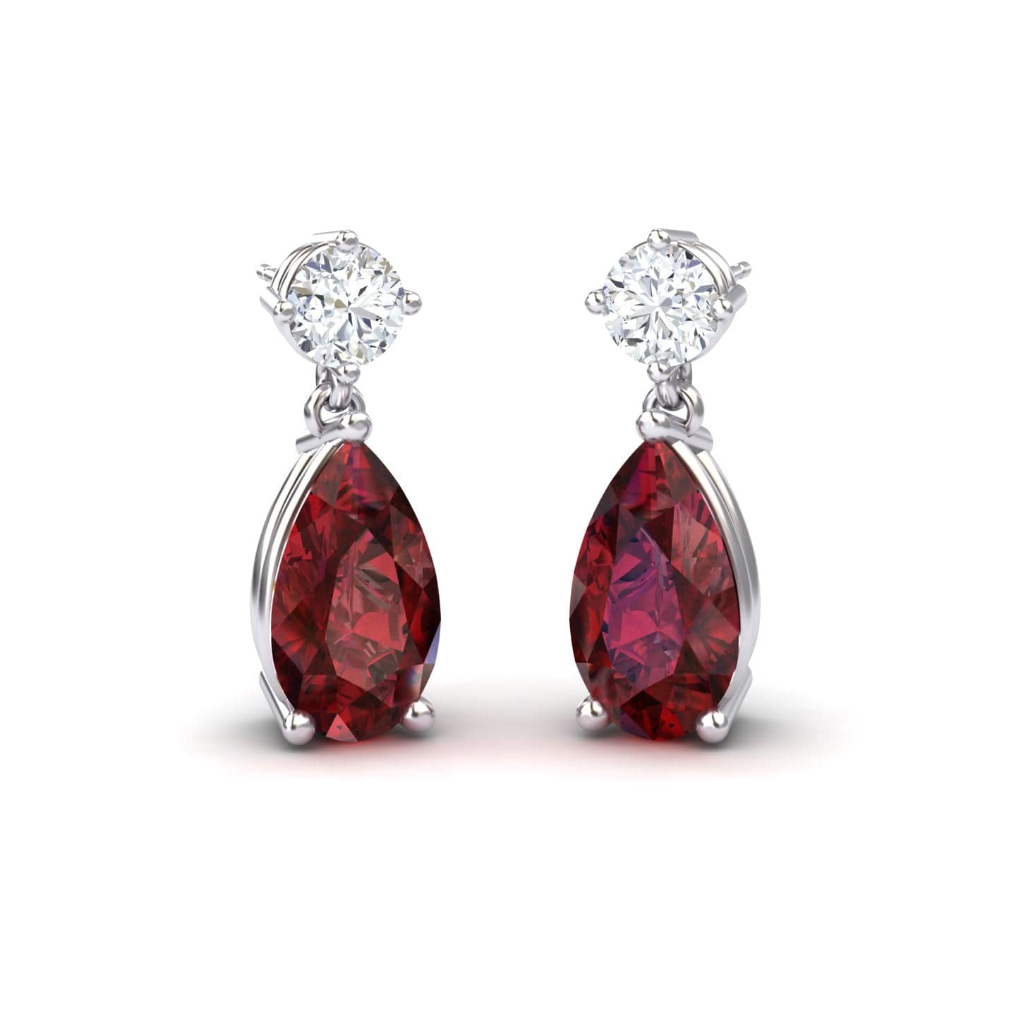 Lab Grown Ruby & Diamond Drop Earrings - Emma