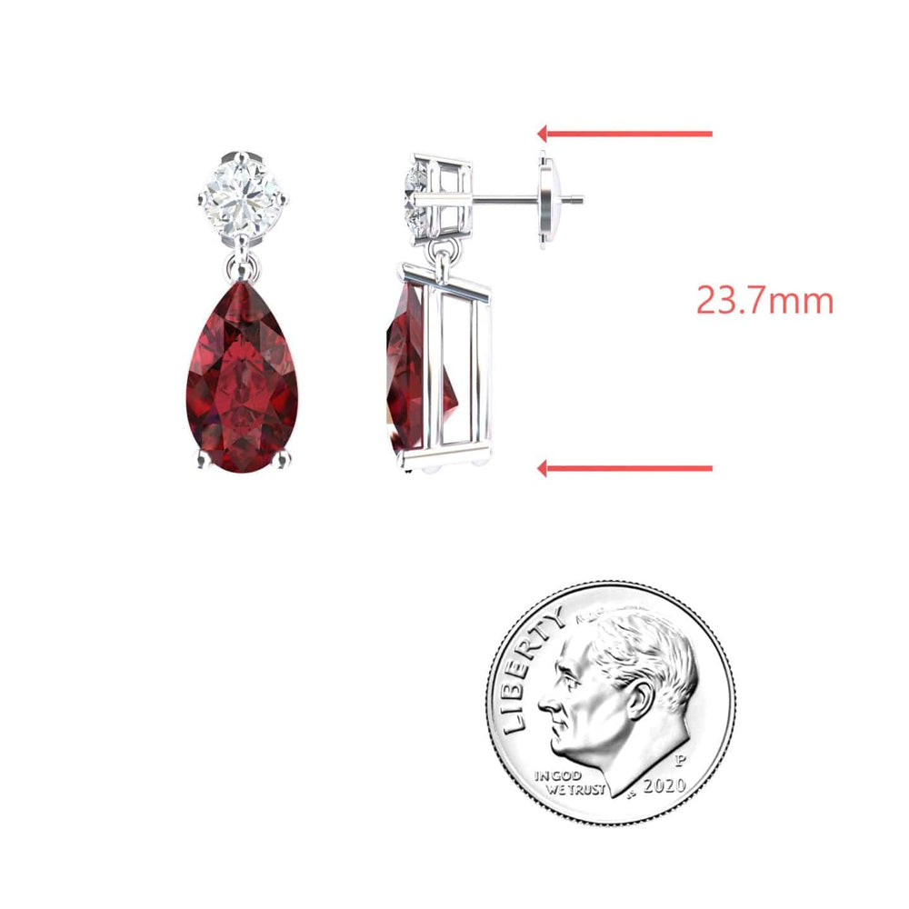 Lab Grown Ruby & Diamond Drop Earrings - Emma