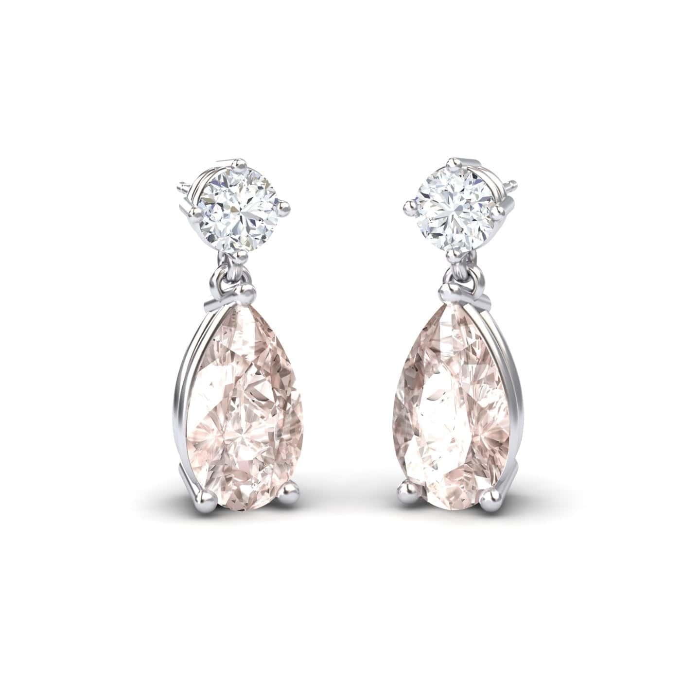Lab Grown Morganite & Diamond Drop Earrings - Emma