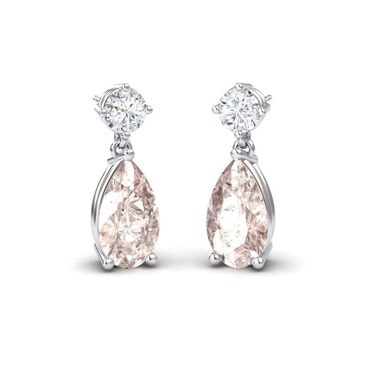 Lab Grown Morganite & Diamond Drop Earrings - Emma