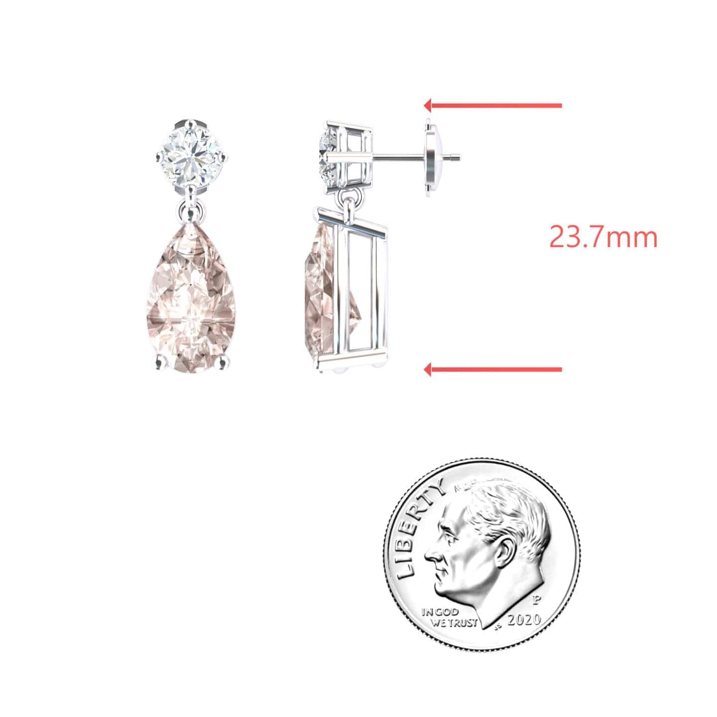 Lab Grown Morganite & Diamond Drop Earrings - Emma
