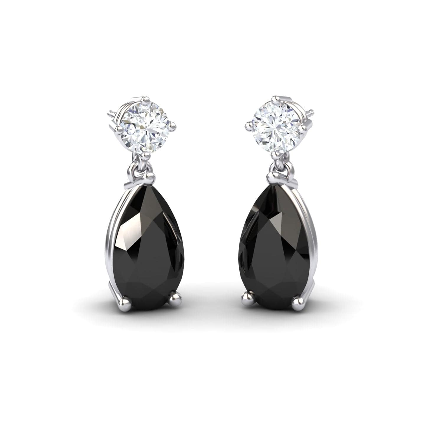 Black Onyx & Diamond Drop Earrings - Emma