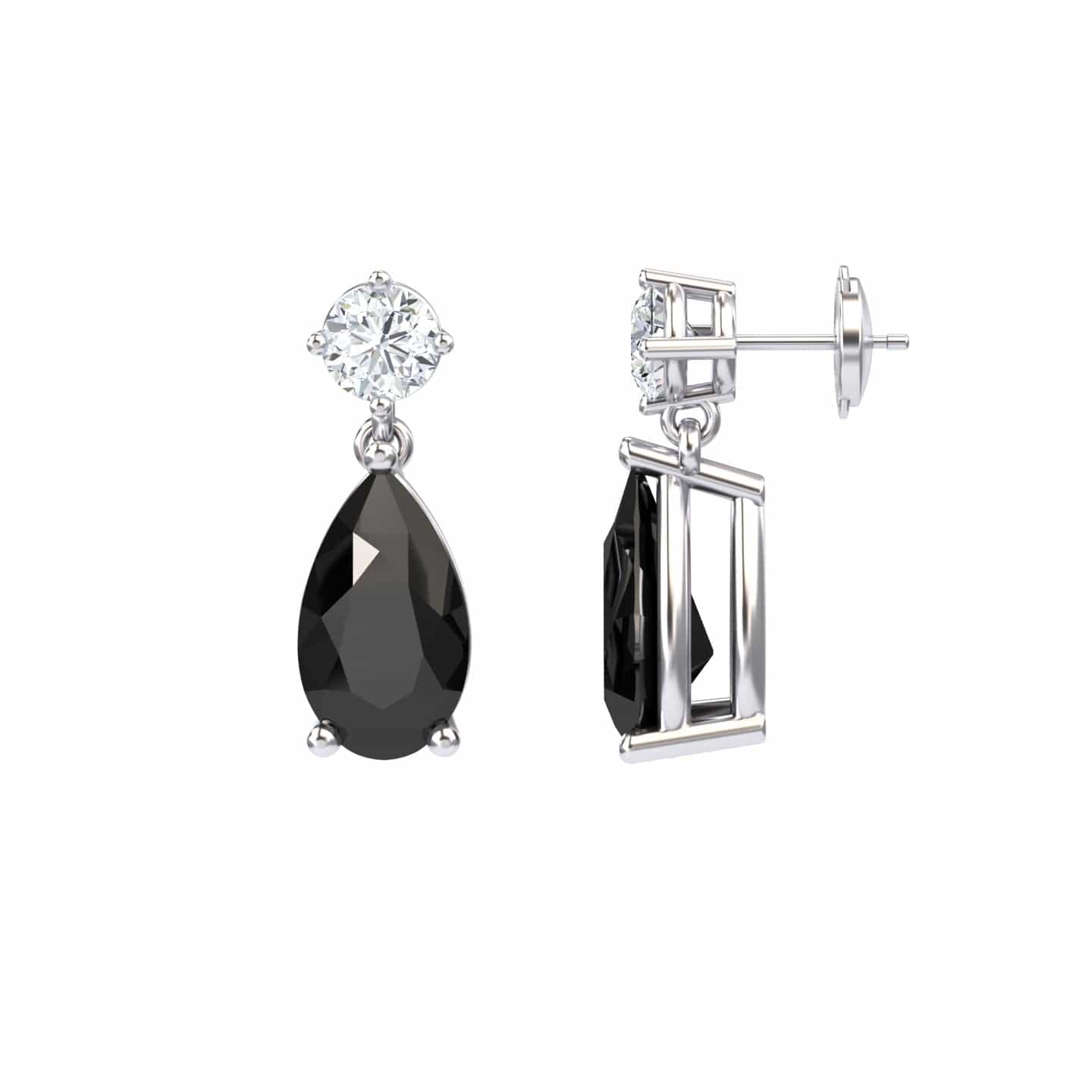 Black Onyx & Diamond Drop Earrings - Emma