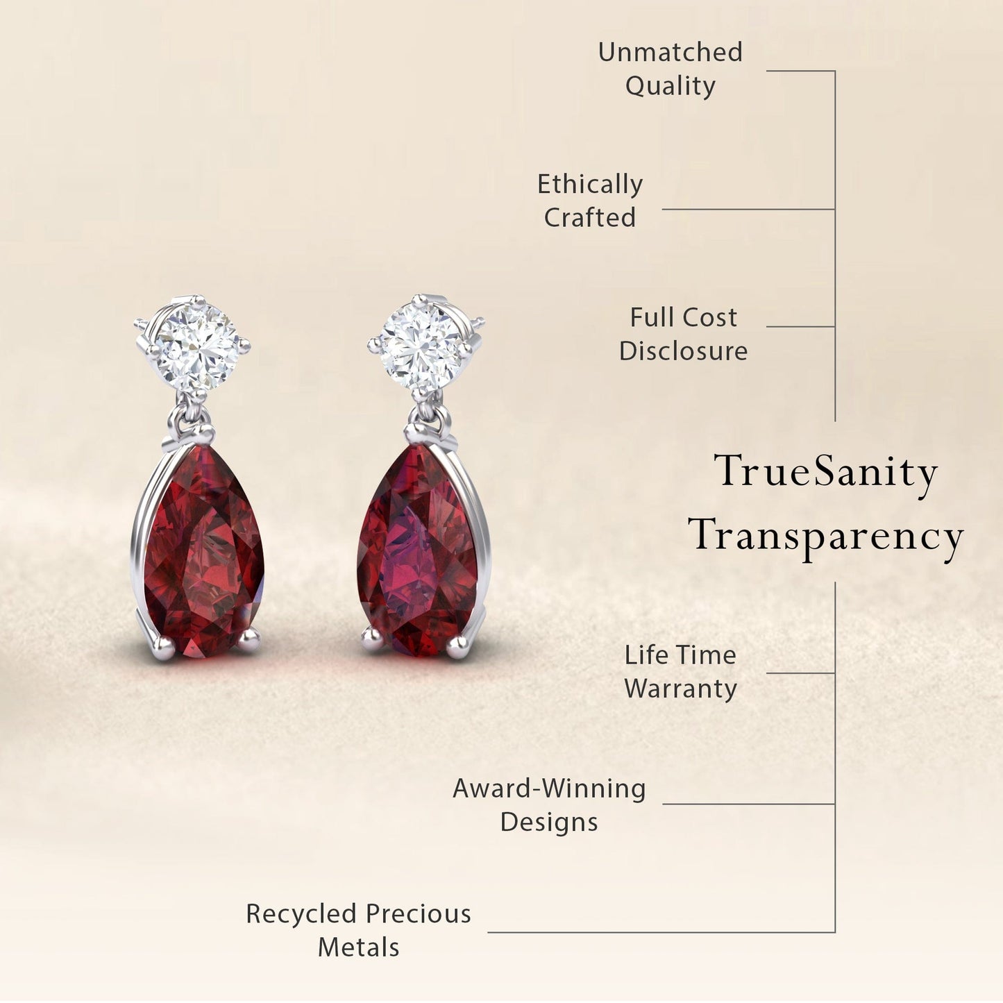 Lab Grown Ruby & Diamond Drop Earrings - Emma