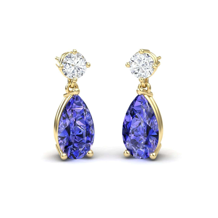 Lab Grown Tanzanite & Diamond Drop Earrings - Emma