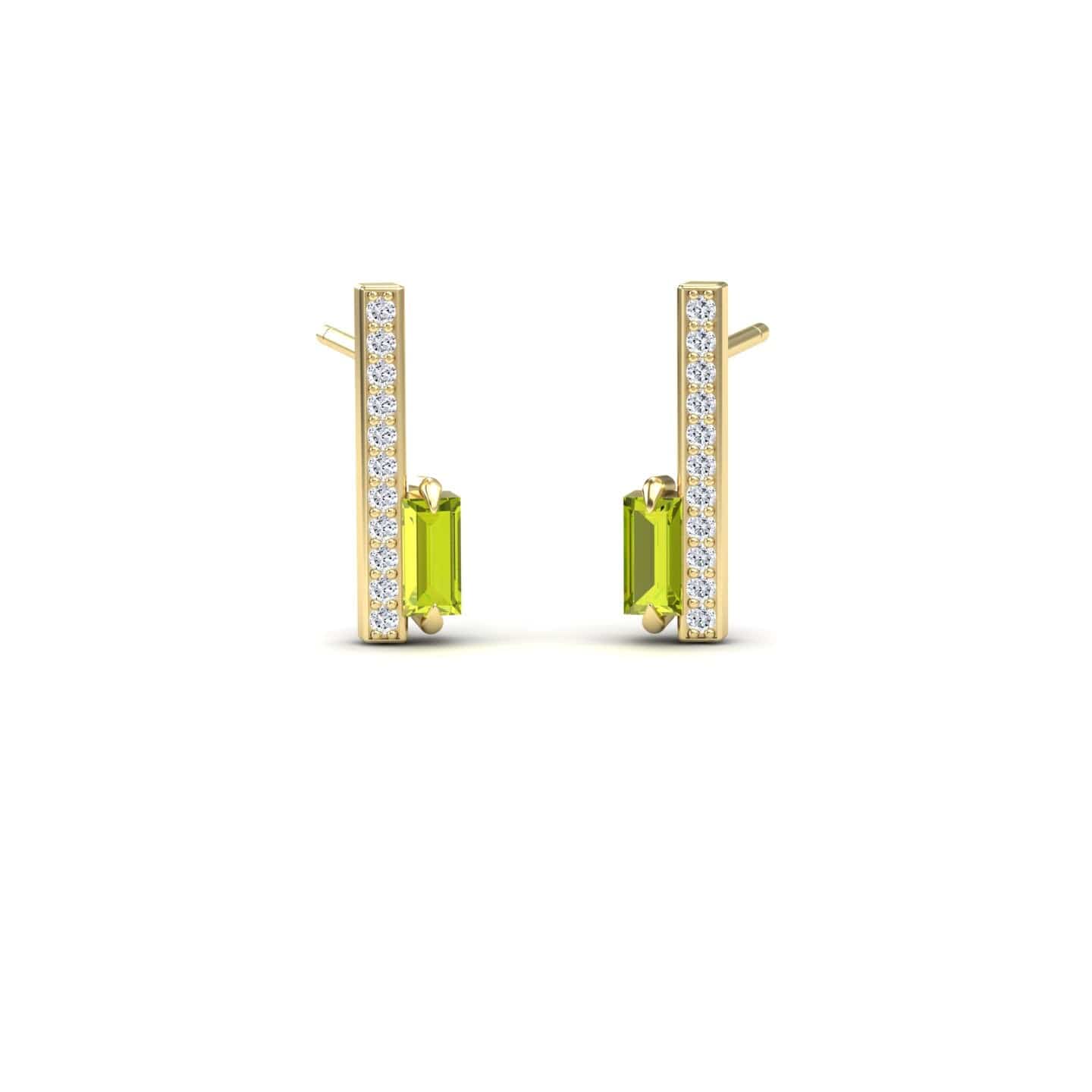 Peridot & Diamond Vertical Bar Stud Earrings - Fatima