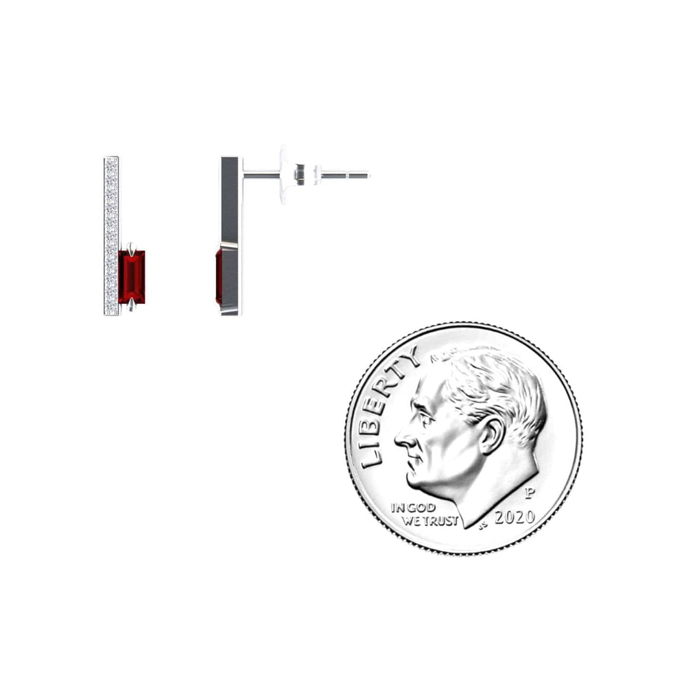 Ruby & Diamond Vertical Bar Stud Earrings - Fatima