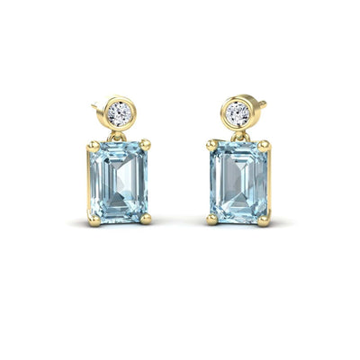 Aquamarine & White Diamond Drop Earrings