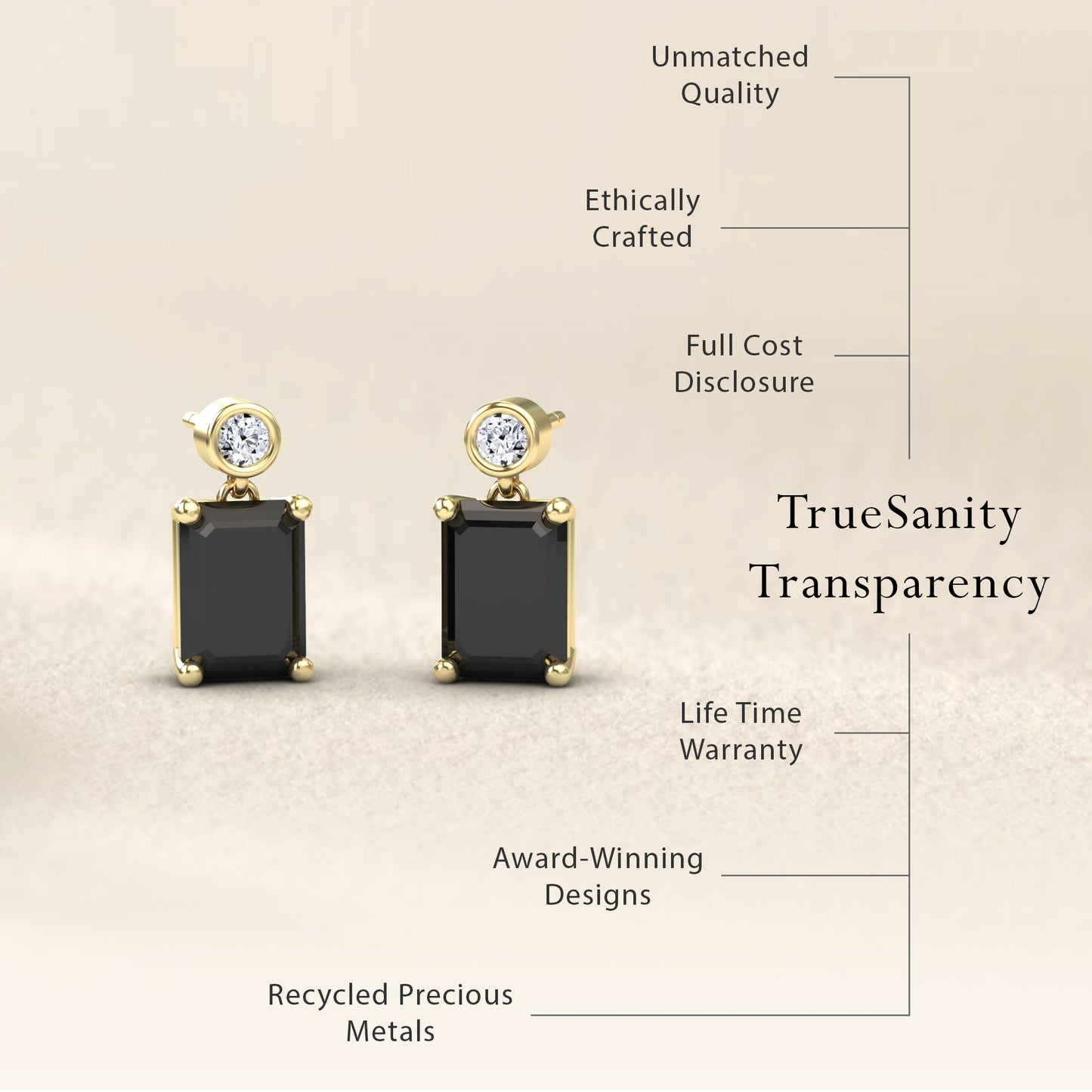 Black & White Diamond Drop Earrings - Gracia