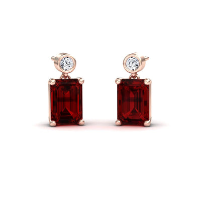 Garnet & White Diamond Drop Earrings