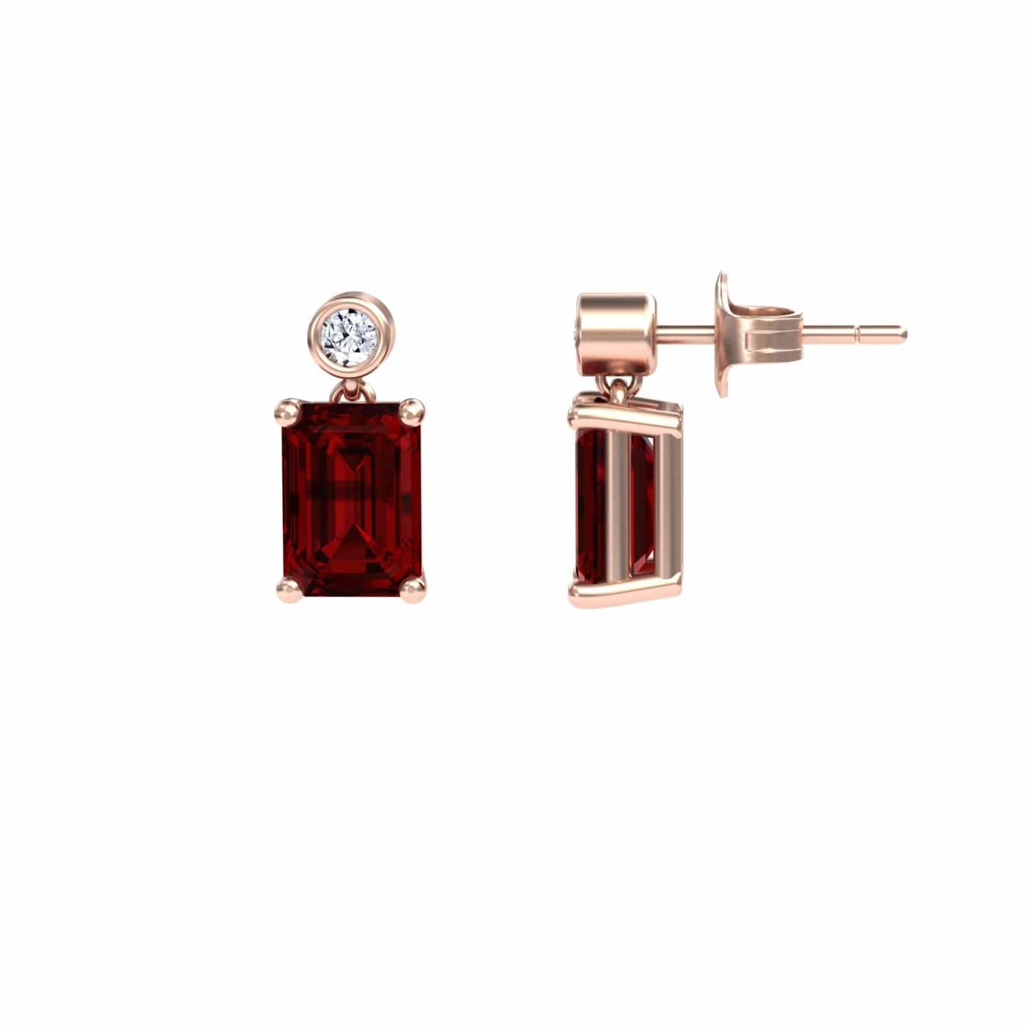 Garnet & White Diamond Drop Earrings - Gracia