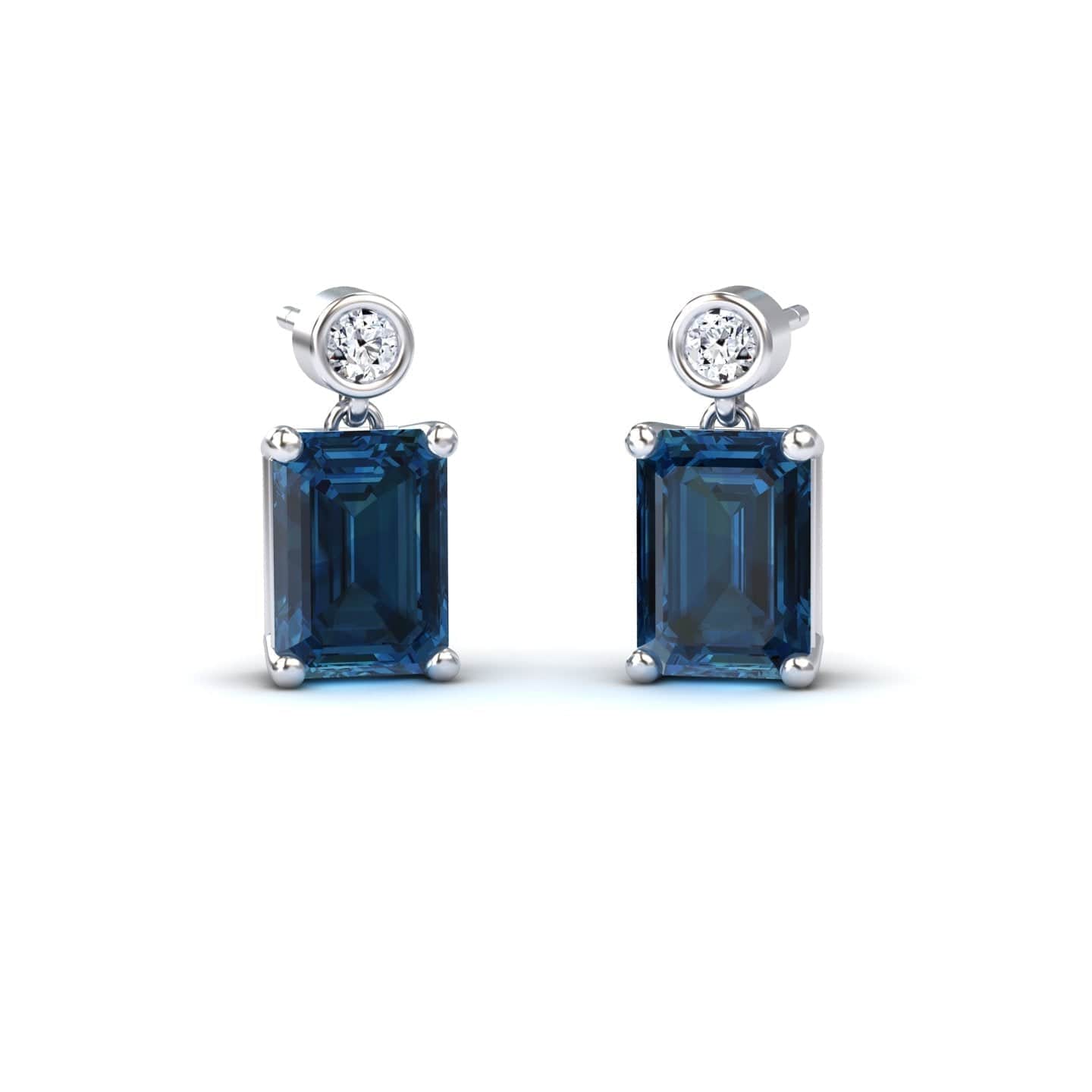 London Blue Topaz & White Diamond Drop Earrings - Gracia