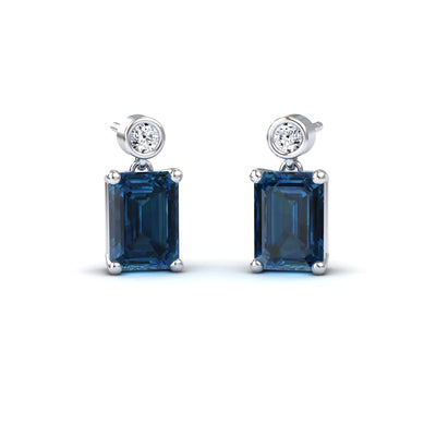 London Blue Topaz & White Diamond Drop Earrings