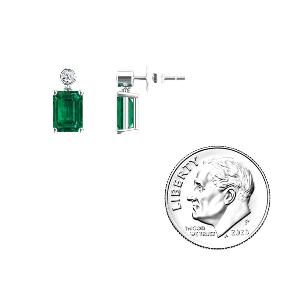 Lab Grown Emerald & White Diamond Drop Earrings - Gracia