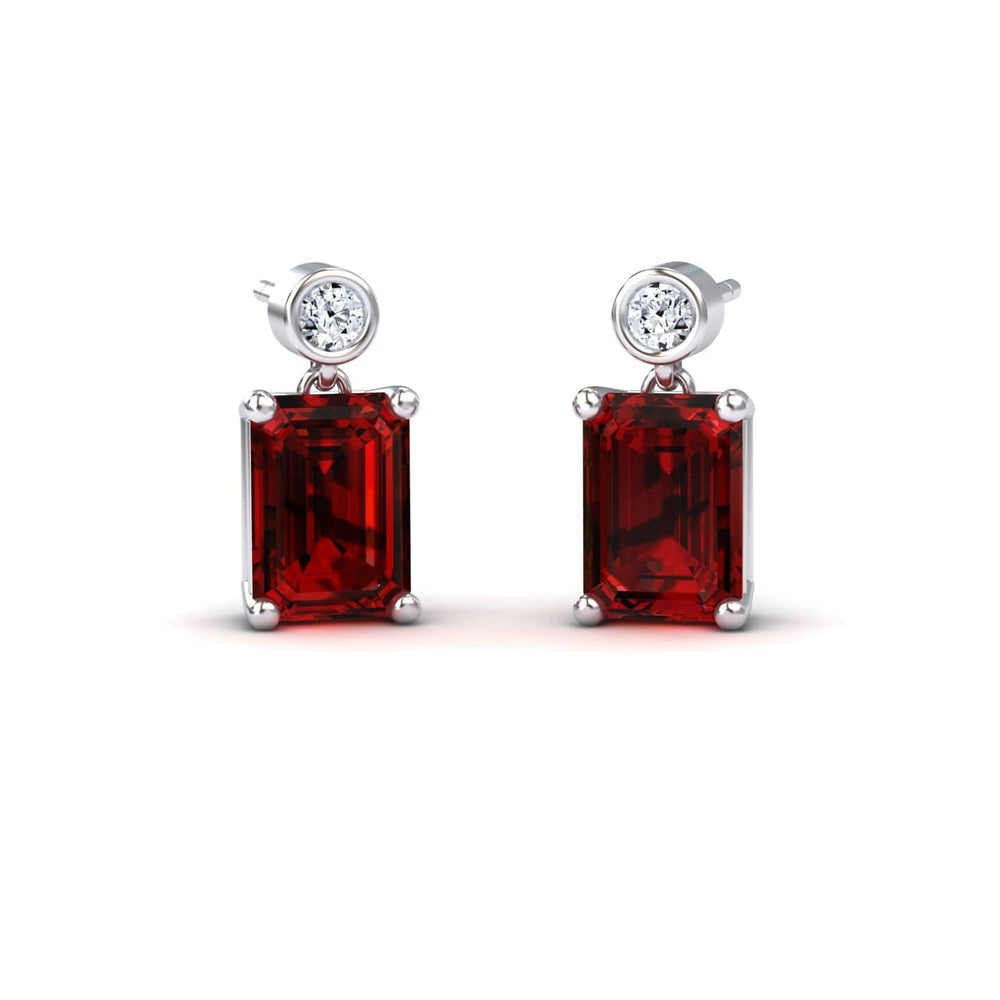 Lab Grown Ruby & White Diamond Drop Earrings - Gracia