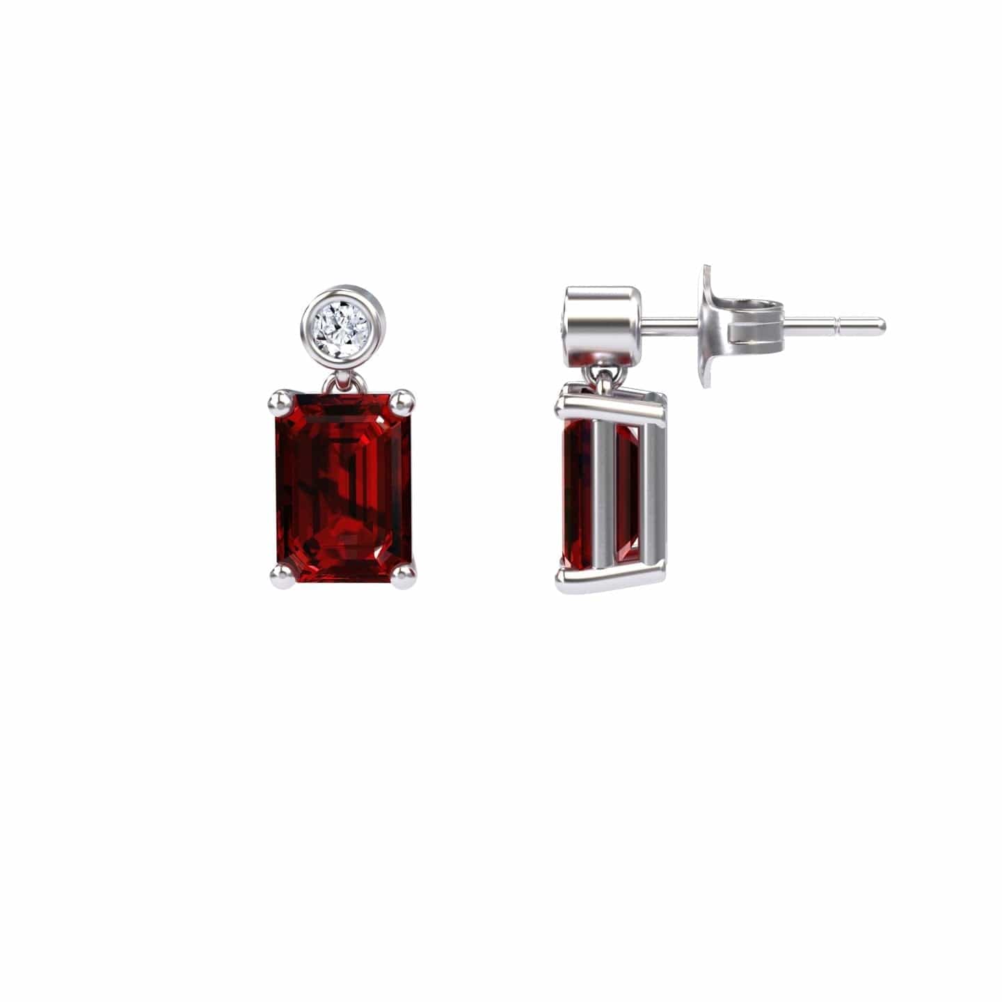 Lab Grown Ruby & White Diamond Drop Earrings - Gracia