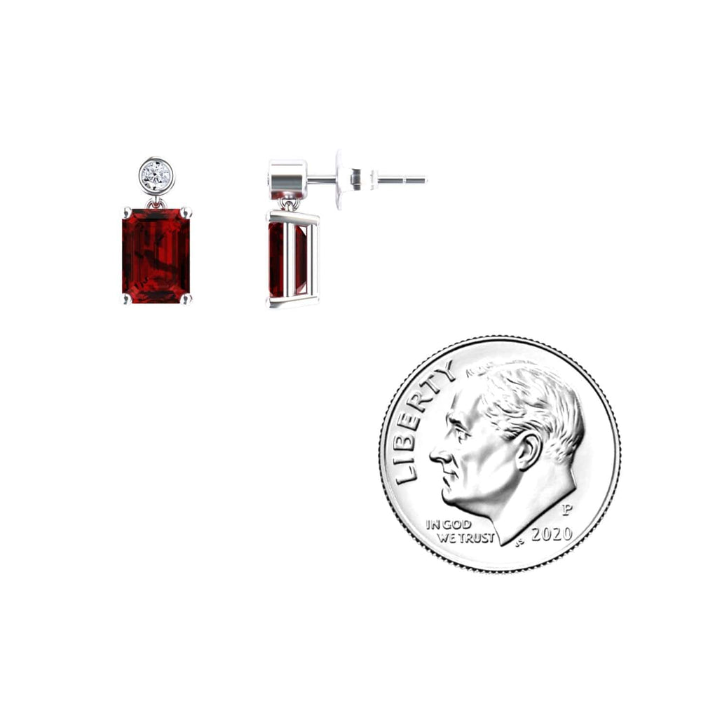 Lab Grown Ruby & White Diamond Drop Earrings - Gracia