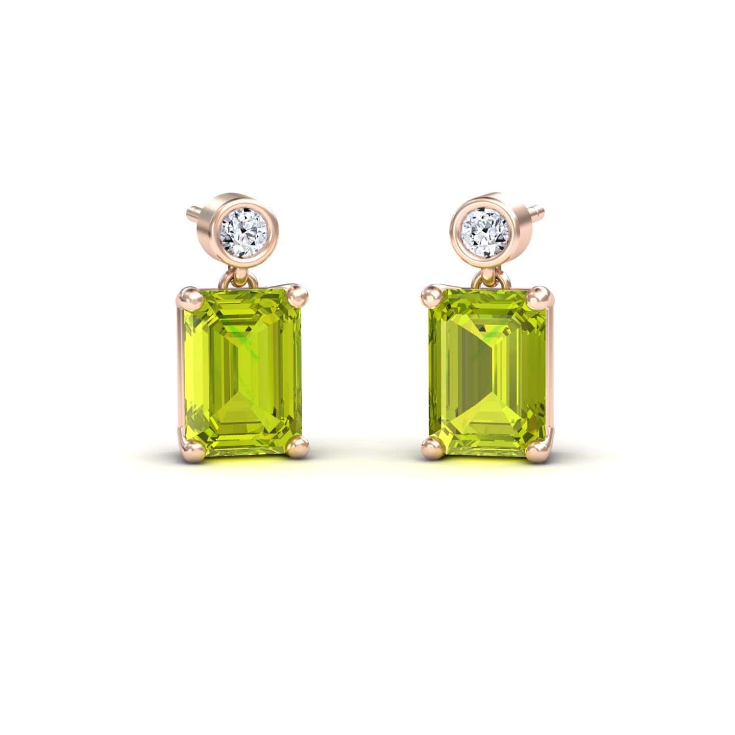 Peridot & White Diamond Drop Earrings - Gracia