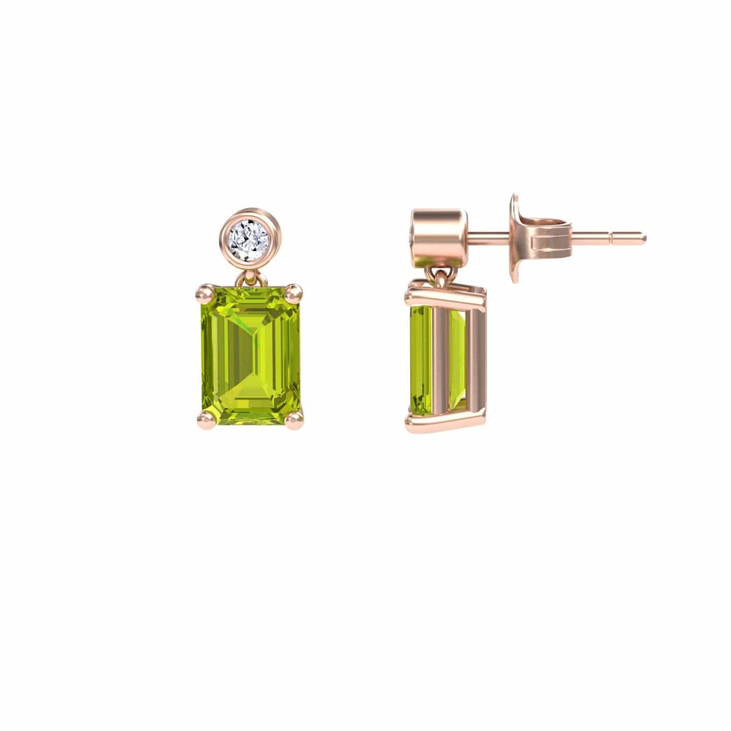 Peridot & White Diamond Drop Earrings - Gracia