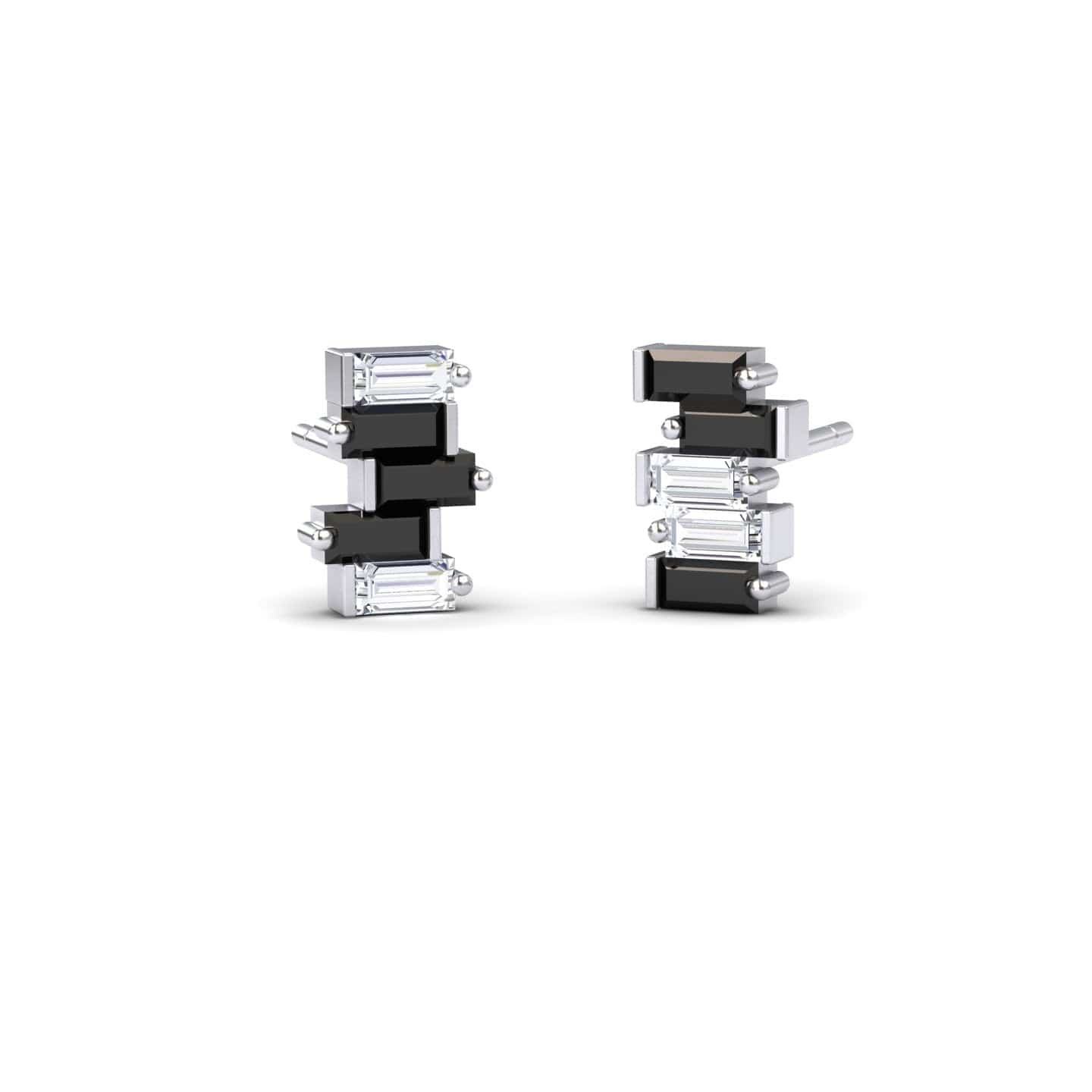 Black & White Diamond Fashion Stud Earrings - Hema
