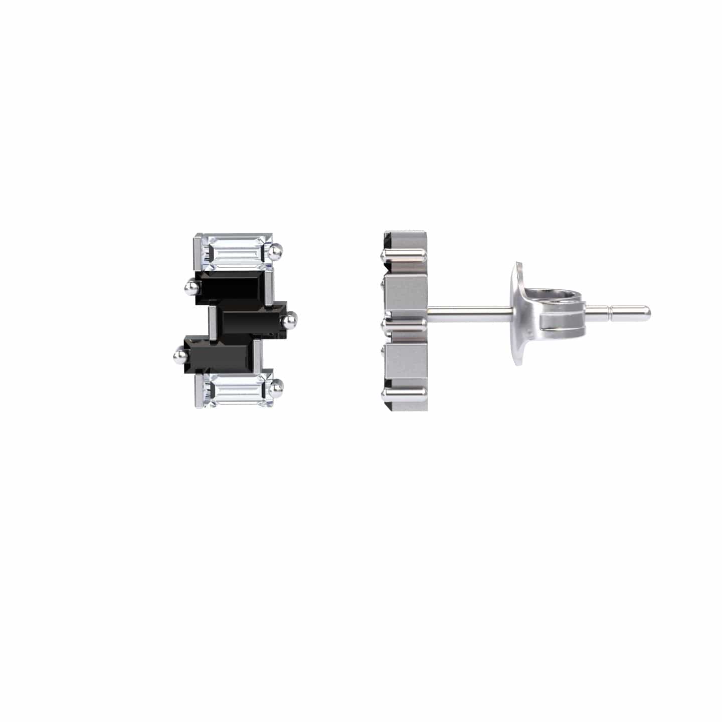 Black & White Diamond Fashion Stud Earrings - Hema