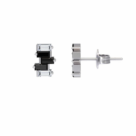 Black & White Diamond Fashion Stud Earrings - Hema