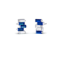 Blue Sapphire & Diamond Fashion Stud Earrings - Hema