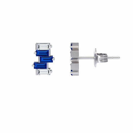 Blue Sapphire & Diamond Fashion Stud Earrings - Hema