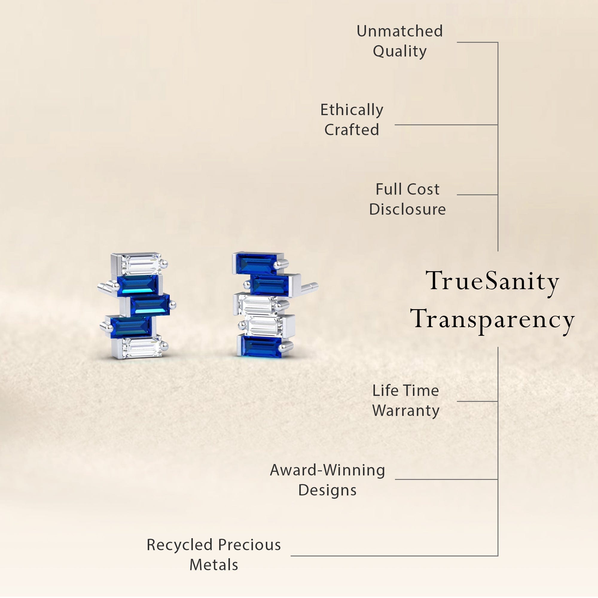Blue Sapphire & Diamond Fashion Stud Earrings - Hema