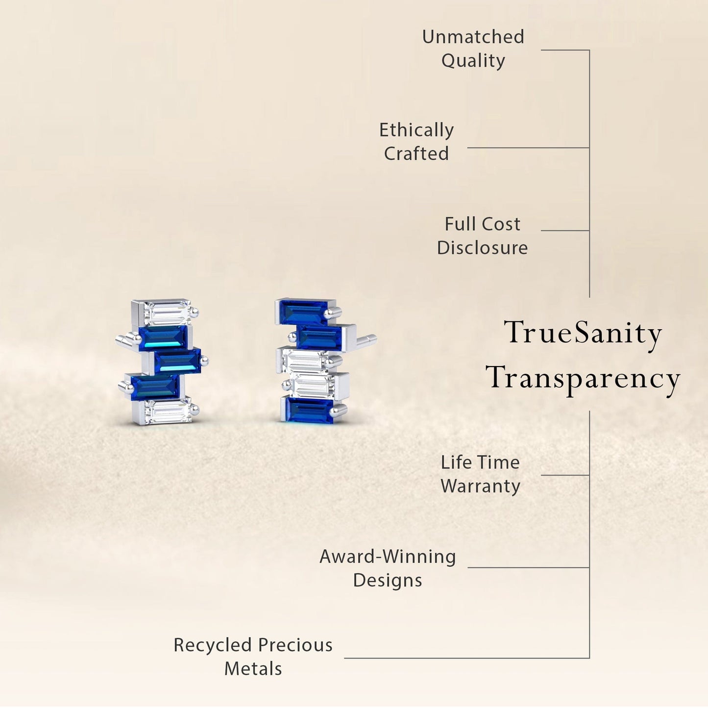 Blue Sapphire & Diamond Fashion Stud Earrings - Hema