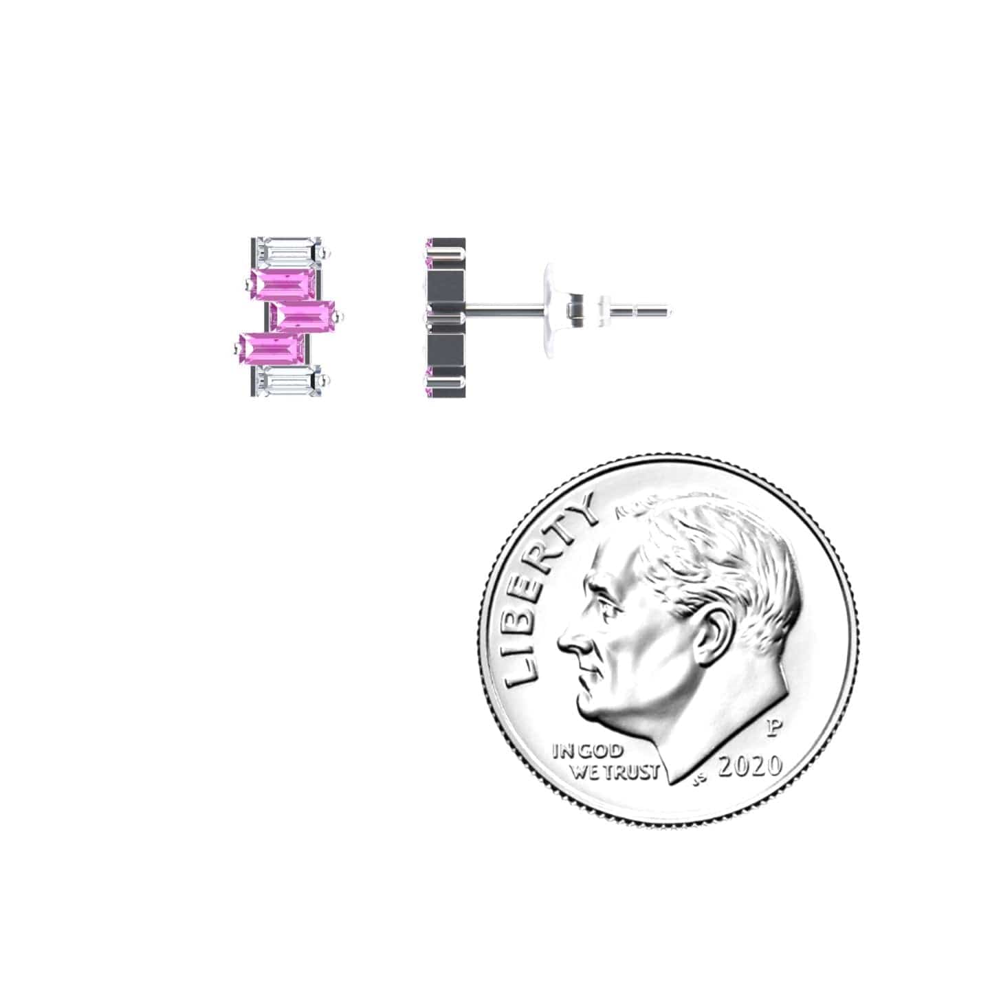 Pink Sapphire & Diamond Fashion Stud Earrings - Hema