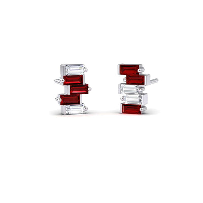 Ruby & Diamond Fashion Stud Earrings