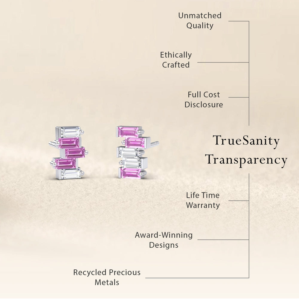 Pink Sapphire & Diamond Fashion Stud Earrings - Hema