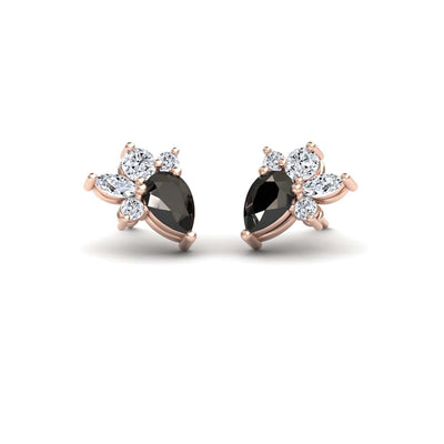 Black & White Diamond Cluster Stud Earrings
