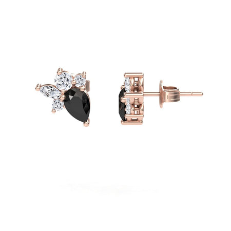 Black & White Diamond Cluster Stud Earrings - Joan
