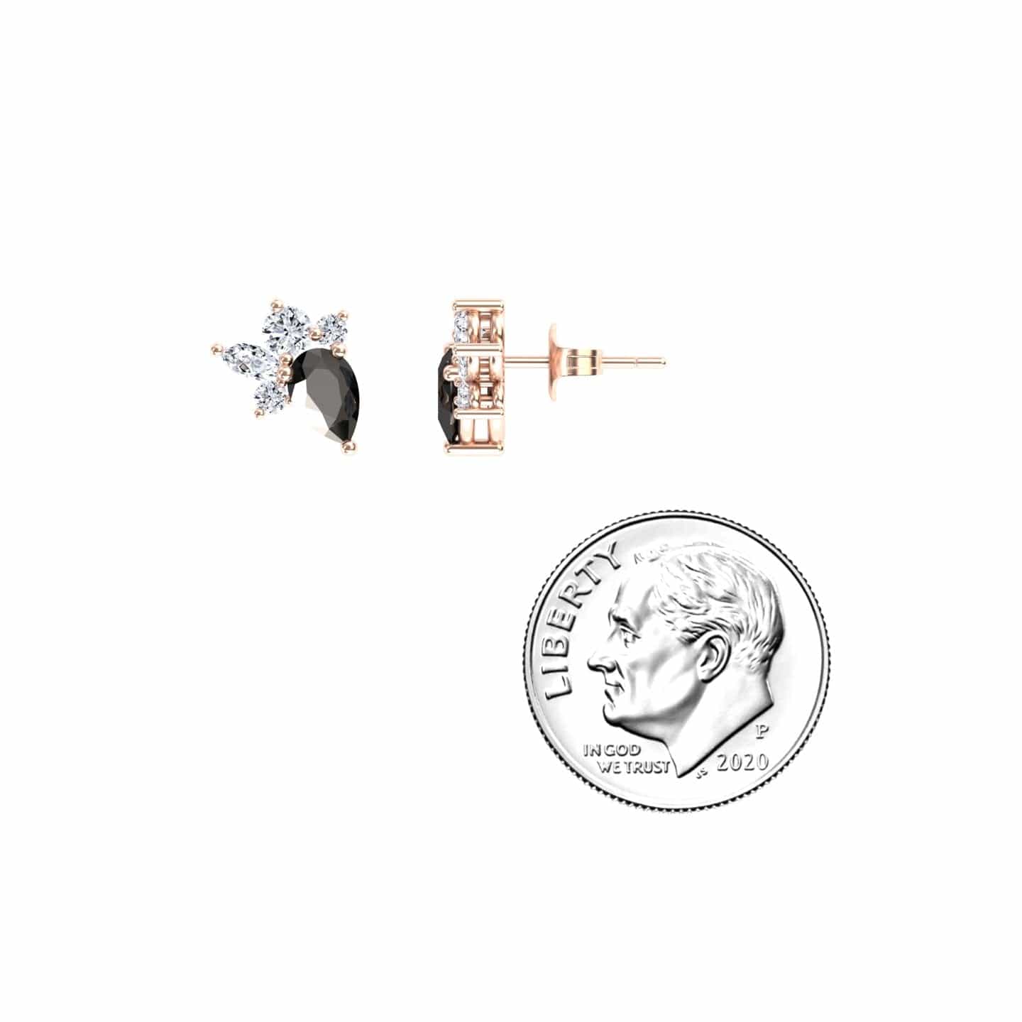 Black & White Diamond Cluster Stud Earrings - Joan