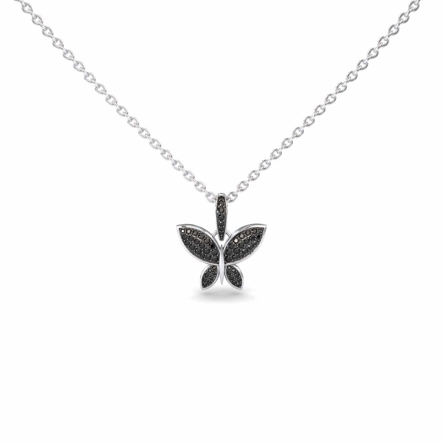 Black Diamond Pave Butterfly Necklace - Charlotte
