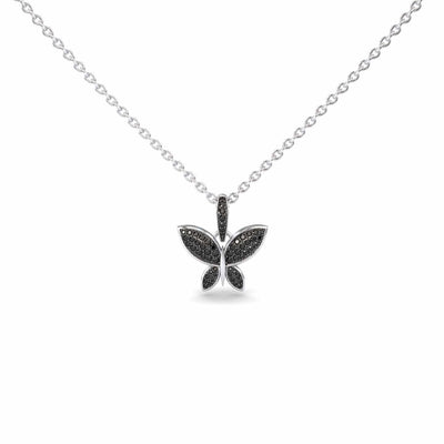 Black Diamond Pave Butterfly Necklace