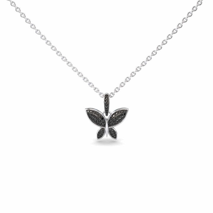 Black Diamond Pave Butterfly Necklace - Charlotte