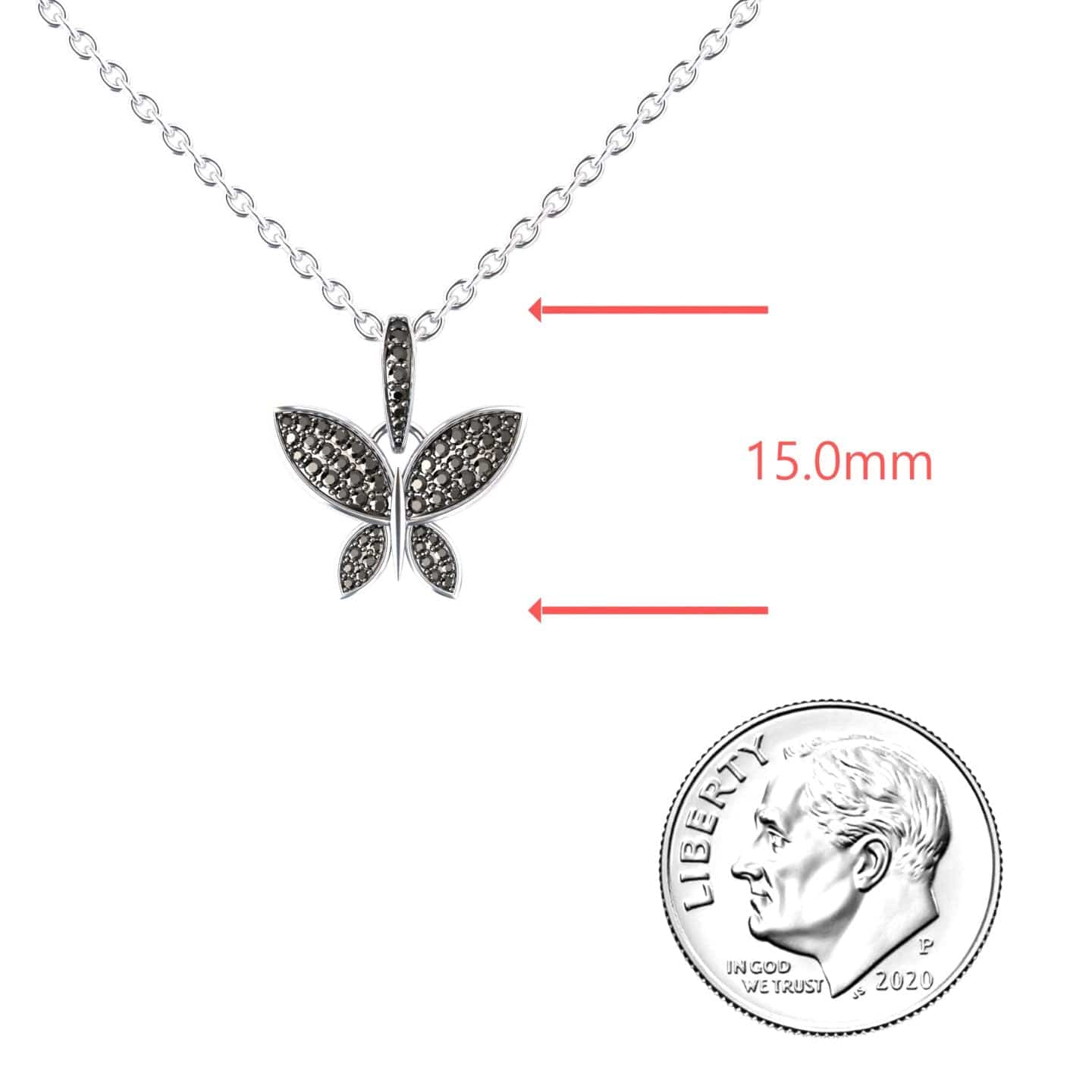 Black Diamond Pave Butterfly Necklace - Charlotte