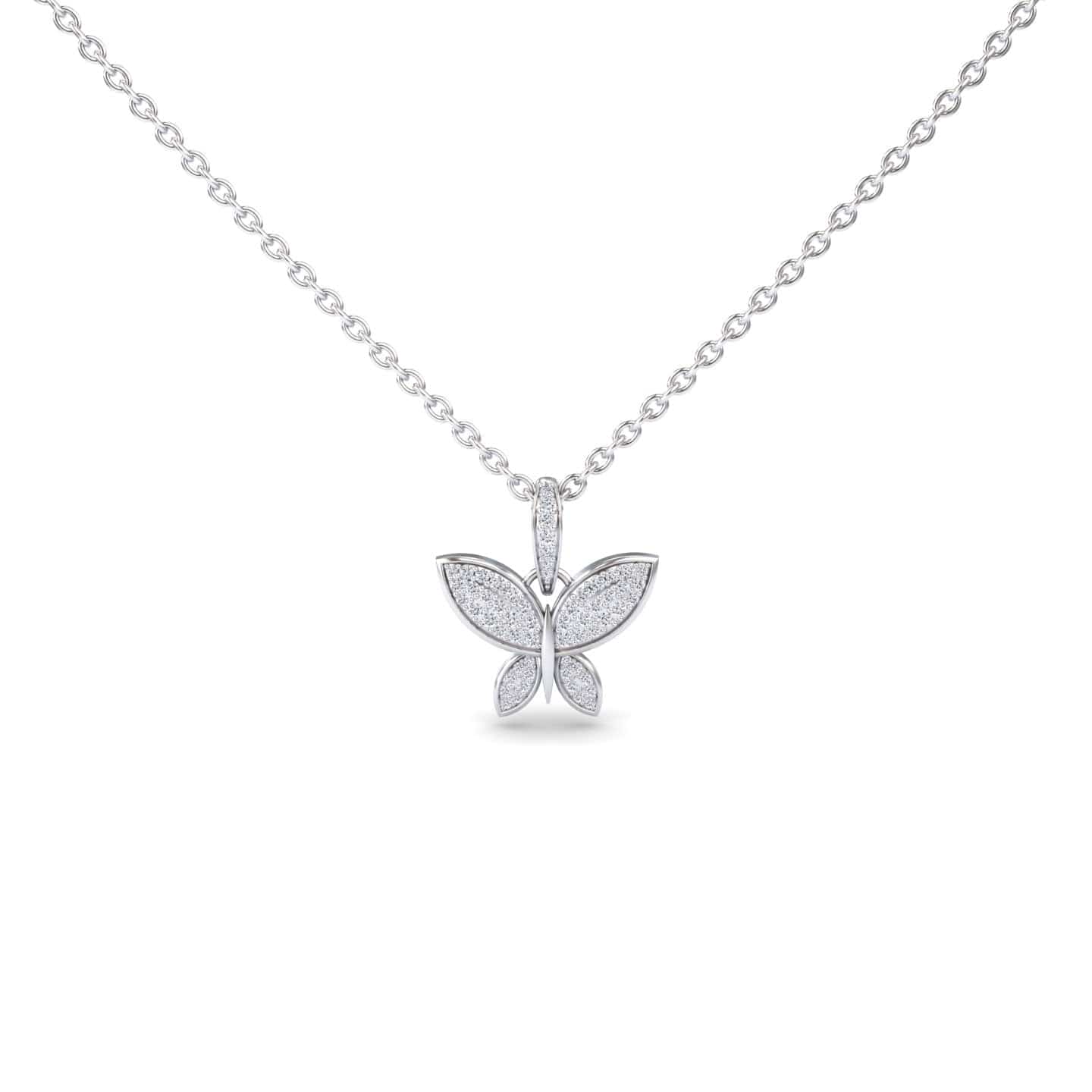 White Diamond Pave Butterfly Necklace - Charlotte